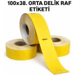 Zebra 100X38 350 Sarım Sarı Orta Delik Raf Etiket 10 Adet