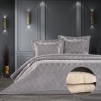 Zebra Casa Tilda 3 Parça Yatak Örtüsü / Gri - 260 x 240 cm - Bej