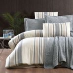 Zebra Casa ZC02-7 Laden Indigo Yatak Örtüsü Seti