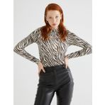 Zebra Desen Bogazli Siyah Body
