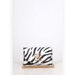 Zebra Desenli Metal Logolu Clutch Çanta