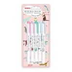 Zebra Mildliner WKT7-AS-5C-A fosforlu kalem, 5 renk seti, hayvan