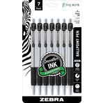 Zebra Pen Z-Grip Elite Retractable Ballpoint Pen, Metal Barrel, Medium Point, 1.0mm, Black Ink, 7-Pack
