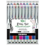 Zebra Pen Z-Grip Flight Retractable Ballpoint Pen, Bold Point, 1.2mm, Assorted Color Ink, 10-Pack