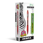 Zebra Pen Z-Grip Retractable Ballpoint Pen, Medium Point, 1.0mm, Red Ink, 12-Count