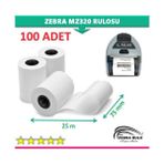 Zebra Rulo 100 Adet 75X25 Termal Rulo MZ320 Yazıcı Rulosu 75*25 - Beyaz