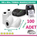 Zebra Rulo 100X40M. 100 Adet Termal Rulo 110*40 Tsc Alpha-4l Mobil Barkod Yazıcı Rulosu