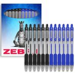 Zebra Z-Grip Retractable Ballpoint Pen - Black & Blue Ink - Pack of 12 in Zebra Branded Packaging