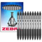 Zebra Z-Grip Smooth Ballpoint Pen - 1.0mm - Black Ink & Barrel - Pack of 10 - in Zebra Packaging