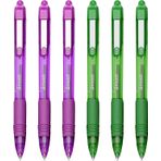 Zebra Z-Grip Smooth - Retractable Ballpoint Pen - Pack of 6-3 x Green, 3 x Purple