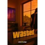 ZEBU3DESIGN Wasted Yazı Figürü Masa Dekoru | Oyuncu Odası Gaming Aksesuarı | 20 cm - Siyah - Sarı