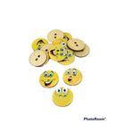 Zedhobi 20 Adet 25 mm Yuvarlak Ahşap Gülenyüz Emoji Deesenli Düğme