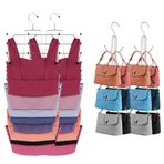 ZEDODIER 2 Paket Tank Top Askı Sütyen Düzenleyici ve Dolap için 2 Paket Çanta Askısı, Metal Yerden Tasarruflu Dolap Organizatörleri ve Tank Top, Spor Sütyeni, Çanta, Çanta, Gümüş için Depolama