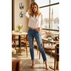 ZEE RUCCİ JEANS Mavi - Paça Püsküllü Boyfriend Kot Pantolon