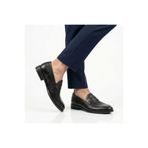 zege shoes Erkek Yazlık Siyah Ayakkabı Fiyonklu Bağcıksız