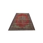 Zehra Abla Halı Vintage El Dokuma Kırmızı Göbekli Eskitme Lüks Yün Salon Halısı 5648 Kırmızı-200 x 300