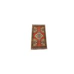Zehra Abla Halı Vintage El Dokuma Nadir Anadolu Yün Halı 5978 Kırmızı-50 x 90
