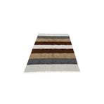 Zehra Abla Halı Yeni El Dokuma Çubuklu Dikişsiz Çift Kişilik Tiftik Yün Siirt Battaniyesi Kilim 5795 Renkli-160 x 220