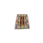 Zehra Abla Halı Yeni El Dokuma Geometrik Desenli Pınarbaşı Yün Kilim Renkli-100 x 130