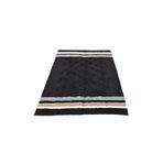 Zehra Abla Halı Yeni El Dokuma Siyah Dikişsiz Çift Kişilik Tiftik Yün Siirt Battaniyesi Kilim 5798 Siyah-160 x 220