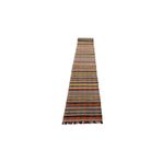 Zehra Abla Halı Yeni El Dokuma Yekpare Başyapıt Ekoseli Bukleli Pamuklu Yolluk Kilim 5422 Renkli-80 x 750