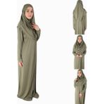 Zehranaz Namaz Elbisesi Açık Haki Fermuarlı Namaz Elbisesi2 - L - XL