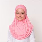 Zehranur Hijab Tek Parça Viskon Çocuk Pratik Şal/Eşarp (6-11 Yaş) - Pembe