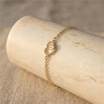 Zeino 14K Altın Kaplama - 17+3 cm Kalp Charm Zirkon Taşlı Bileklik