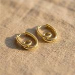 Zeino 14K Altın Kaplama - 2 cm Melodi Düğüm Detaylı Spiral Çelik Küpe