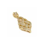 Zeino Örgü Desenli Zirkon Taşlı Kolye Ucu - 14k Altın Kaplama - 15 x 33 mm
