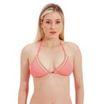 Zeki Cam Boncuk Detaylı Üçgen Bikini Üst, Koral, 38 Beden