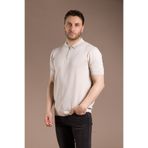 Zeki Özer Erkek Bej Basic Triko T-Shirt