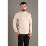 Zeki Özer Erkek Bej Desenli Balıkçı Triko - XL