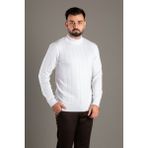 Zeki Özer Erkek Beyaz Desenli Balıkçı Triko - XL