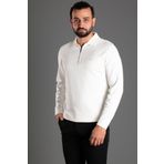 ZEKİ ÖZER ERKEK BEYAZ POLO YAKA FERMUARLI TRİKO KAZAK CNL07257K022