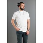 Zeki Özer Erkek Beyaz Yarım Boğazlı Soft T-Shirt M Beden %45 Cotton %50 Polyester %5 Likra