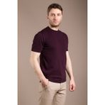 Zeki Özer Erkek Mürdüm Basic Triko O Yaka T-Shirt - 2XL