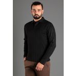 ZEKİ ÖZER ERKEK SİYAH DOKULU ÇİZGİLİ POLO TRİKO KAZAK CNL725K019