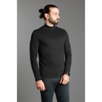 Zeki Özer Erkek Siyah Düz Soft Yarım Balıkçı-Boğazlı Kazak - Black - Siyah