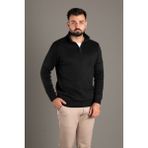 Zeki Özer Erkek Siyah Fermuarlı Dik Yaka Triko - XL