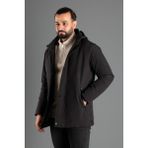 Zeki Özer Erkek Siyah Kapüşonlu Şişme Mont - Black - Siyah