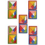 ZEKİCE OYUNCAK 10 Adet Mini Ahşap Tangram-Renkli Tangram-Zeka Oyunu