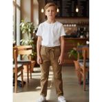 Zekids Erkek Çocuk Esnek Kumaş Beli Lastikli Pantolon - Bej - 7 Yaş