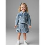 Zekids Kız Bebek Taşlı Denim Ceket - Mavi - 18 - 24 Ay