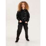 Zekids Kız Çocuk Brode Cep Gabardin Ceket - Siyah - 7 - 8 Yaş
