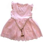 Zekids Kız Çocuk Eteği Güpürlü Kemerli Elbise - Pembe - 5 Yaş