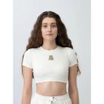 Zekids Kız Çocuk Fitilli Yarım Kollu Crop T-Shirt - Krem - Yeşil - 9 - 10 Yaş