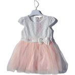 Zekids Kız Çocuk Güpürlü Tüllü Fiyonklu Tütü Elbise - Pudra - 4 Yaş