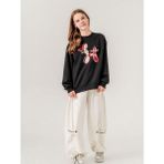 Zekids Kız Çocuk Iki Iplik Magic Baskılı Tasarım Sweatshirt - Siyah - Kırmızı - 11 - 12 Yaş