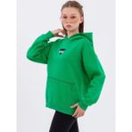 Zekids Kız Çocuk Kapüşonlu Unique Üçgen Kanguru Fermuarlı Kalın Sweatshirt - Yeşil - 11 - 12 Yaş